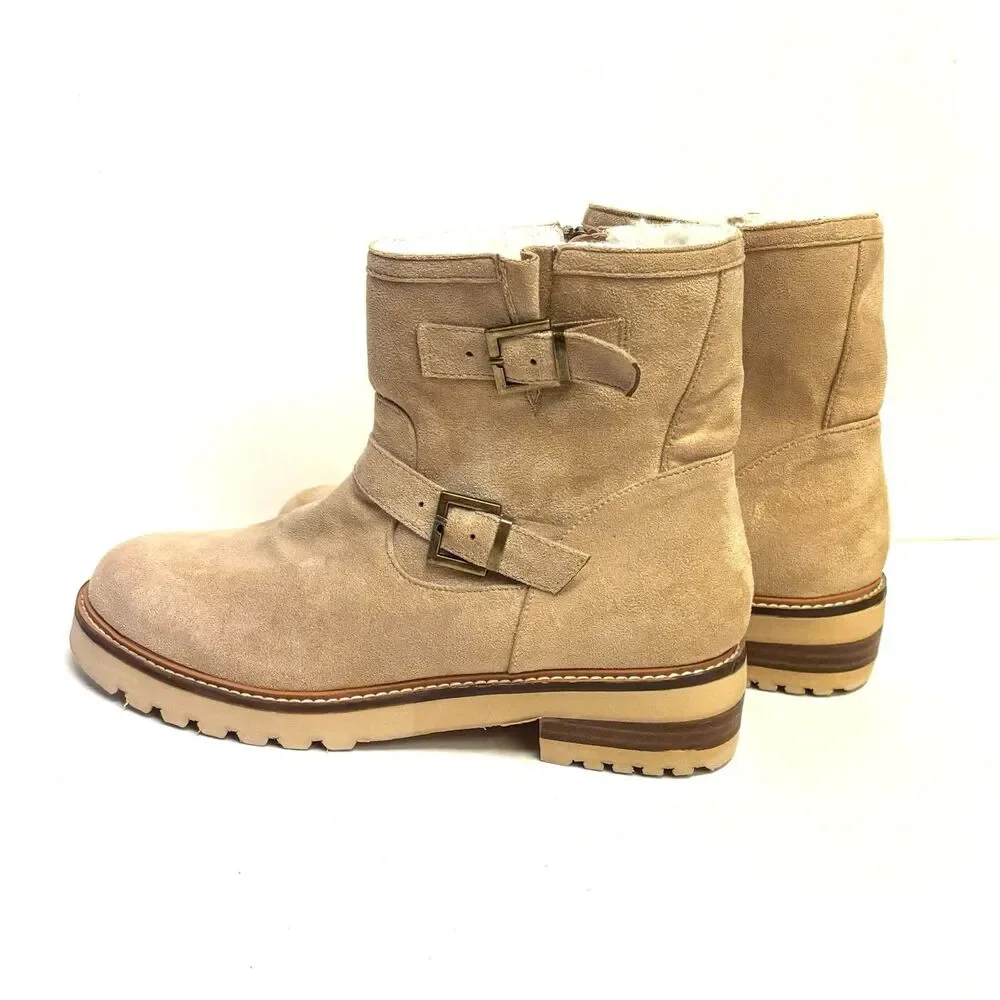 Fur Lined Chunky Boots Women's 10 Hey Girl by Corkys Faux Suede Zipper Booties